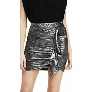 Ba&sh metallic Malaga ruffle mini skirt